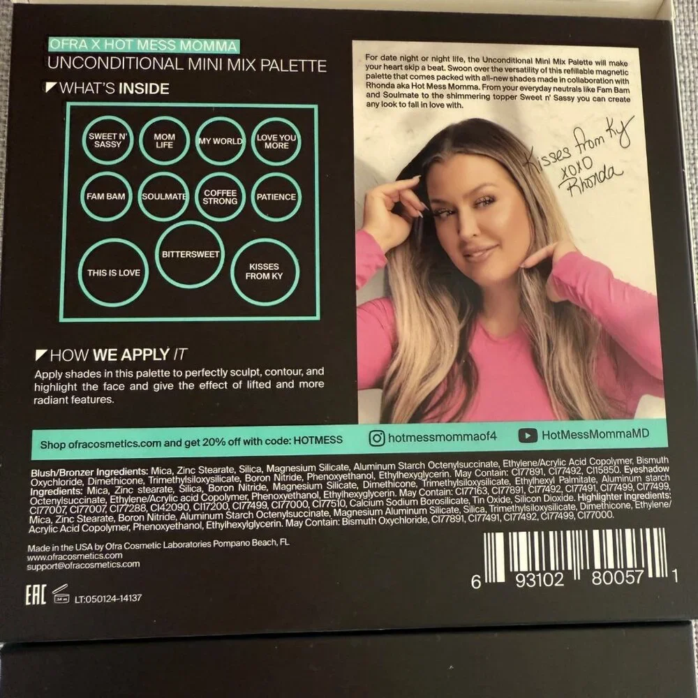 Ofra X Hot Mess Momma Unconditional Mini Mix Palette Makeup Eyeshadow Blush More